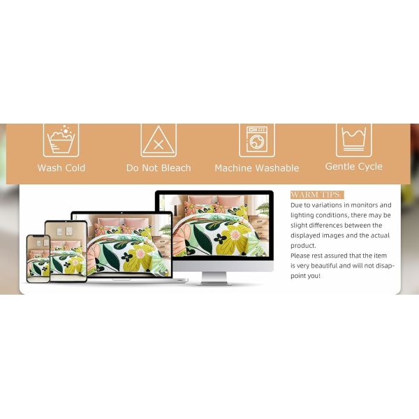 Boho Floral Quilt Sets,Mid Century Botanical Leaves Microfiber Bedding Quilts Set