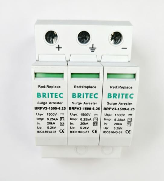 BRPV3-1500-6.25  dc spd surge protection device solar dc spd dc spd wenzhou arrester  1500v 3 pole spd dc 500v t1 t2