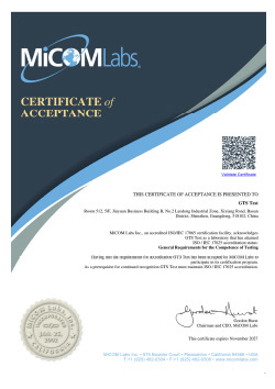Global United Technology Services Co.,Ltd. Certifications