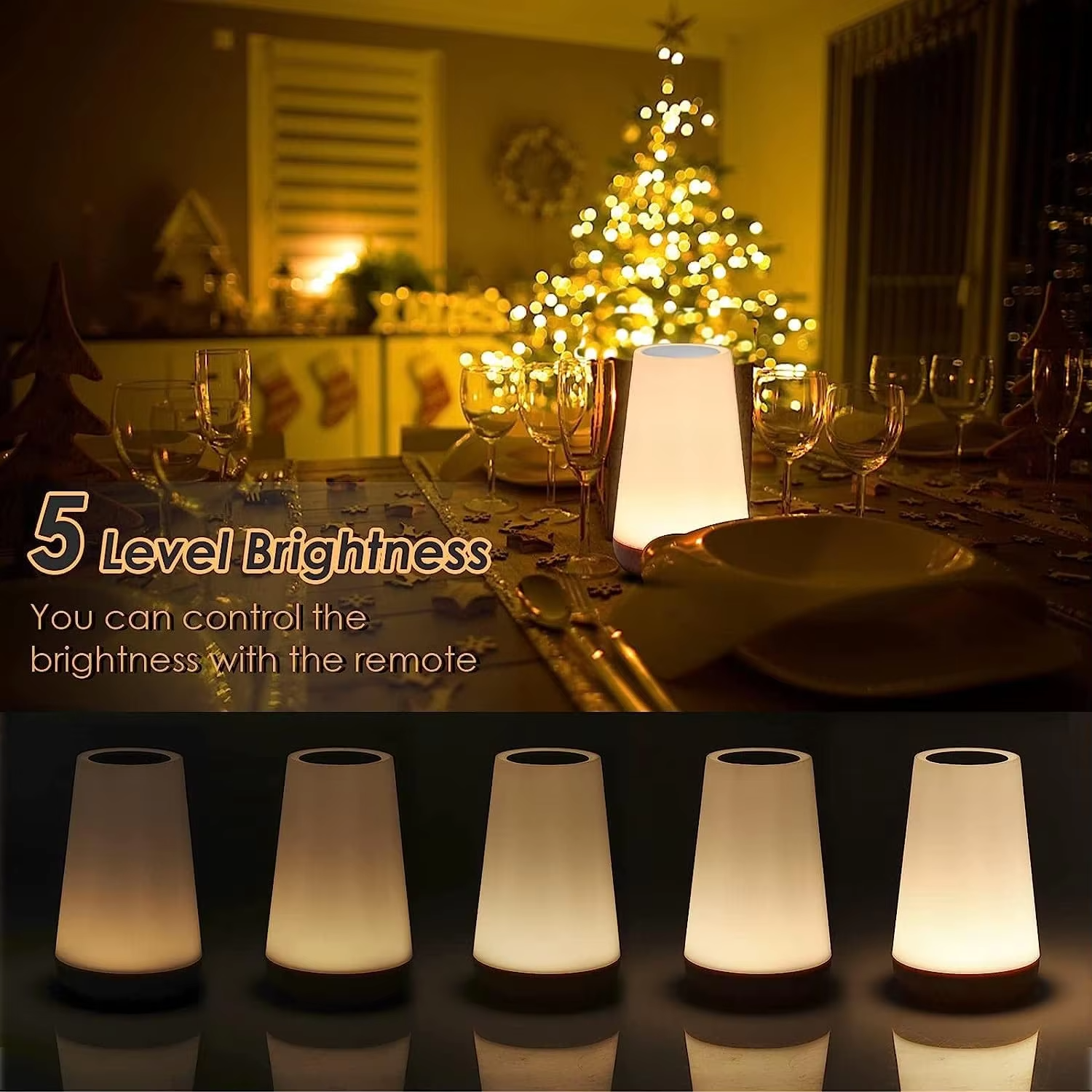 Dimmable LED Bedside Lamp | 13Color RGB Ambient Lighting | USB Charging Portable Night Light
