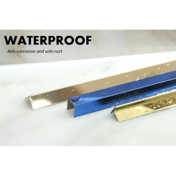 304 V Grooved T Shape Tile Trim Gold Hairline Mirror Stainless Steel Edge Trim