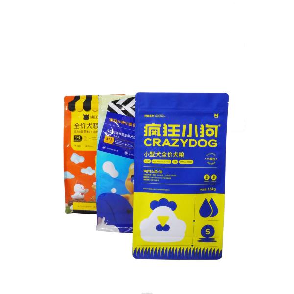 Restez debout nourriture pour animaux de compagnie sac fermeture à glissière emballage d'aliments pour animaux de compagnie sac d'emballage d'aliments pour chiens / chats / oiseaux