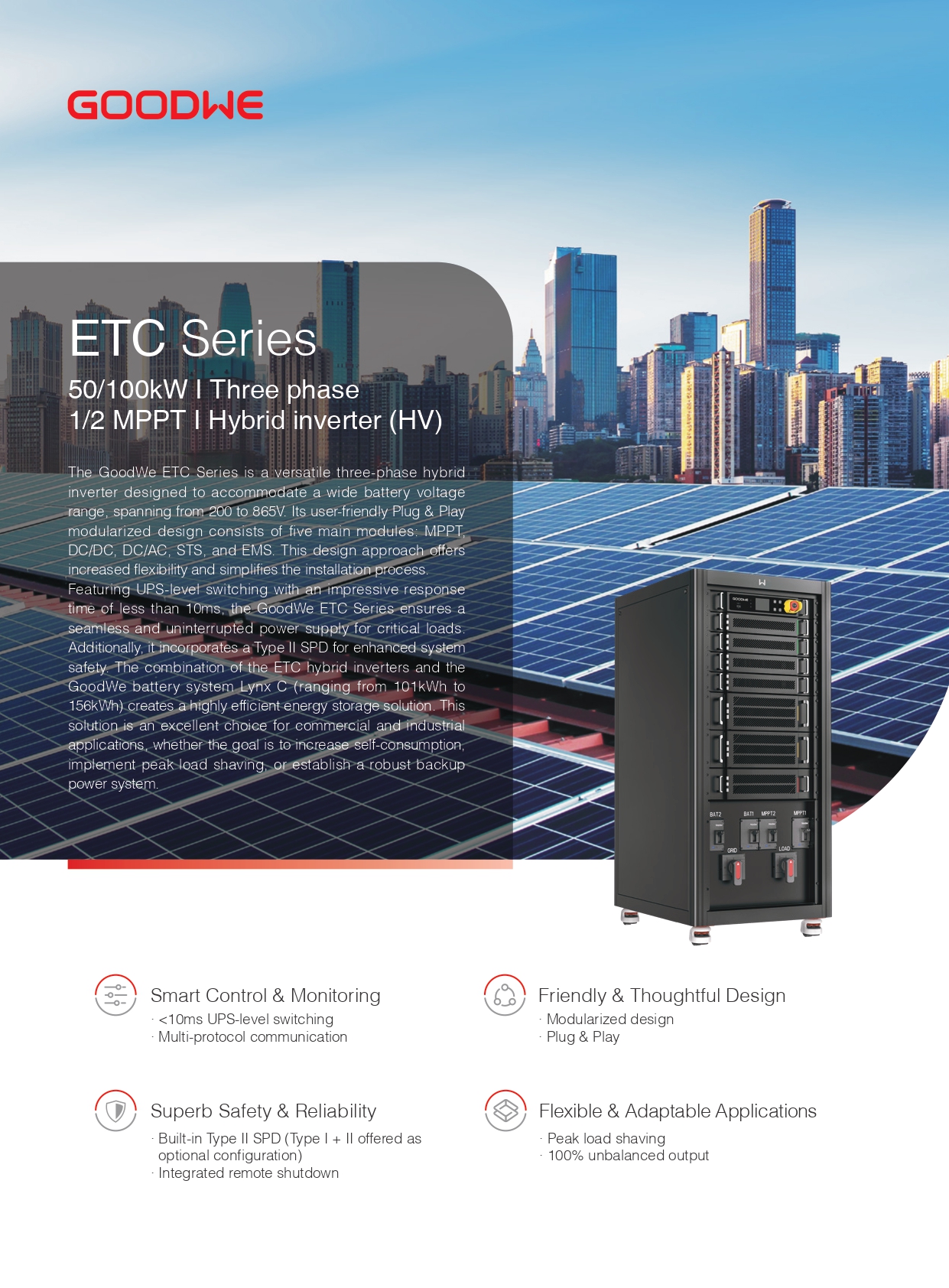ETC серии 50kW Goodwe гибридный инвертор GW50K06-ETC для солнечной панели