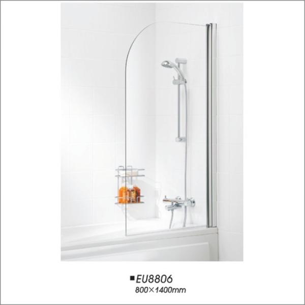 Frameless Pivot Bath Screen , 6mm Thickness Glass Shower Screens For Bathtubs
