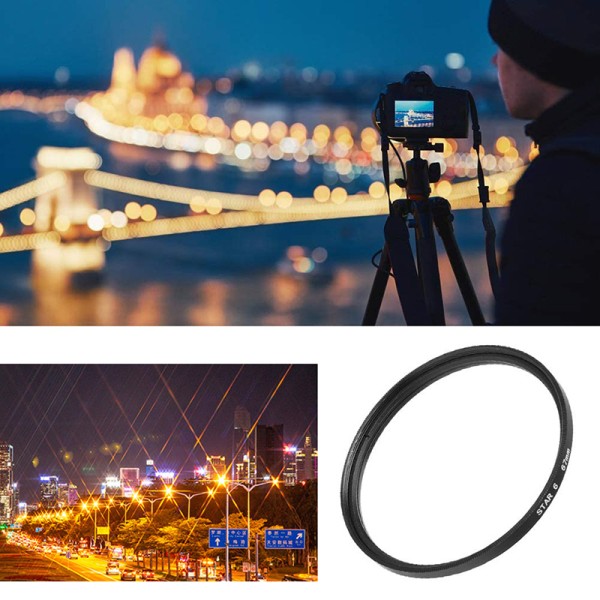 37mm - 82mm Special Effect Lens Filter 6 Point Starburst Camera Filter For Canon Cameras
