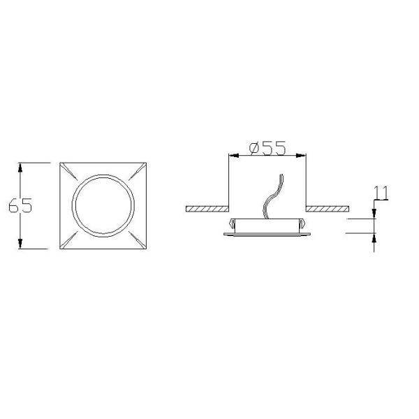 12V LED Recessed Under Cabinet Light Square Furniture Light with 55MM Cut-Out Size