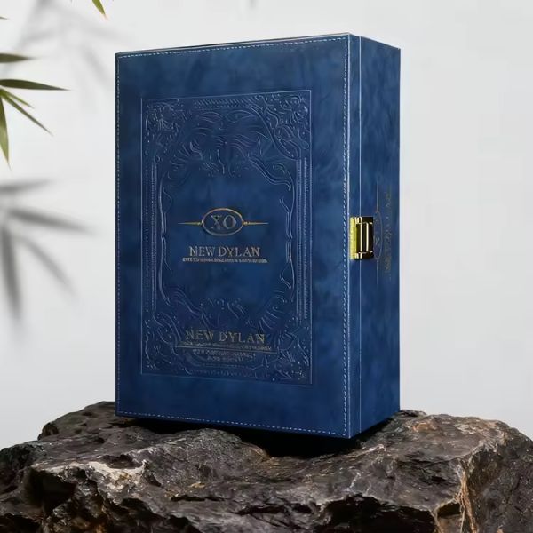 Wine Packaging Box PU Leather Gift Box Packaging with Metal Lock for Wine Whiskey Brandy Spirit