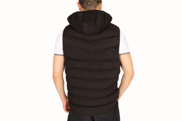 Fashion Casual Hooded Black Padded Gilet Mens Fur Linning In Stock