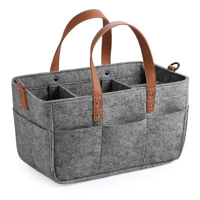 Felt Baby Diaper Organizer 33*18*15 CM For Infant Essentials Storage