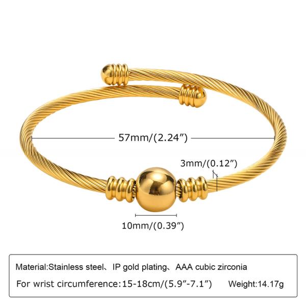 Stainless Steel Adult Gold Bracelet Bangle With Channel Setting Inlay