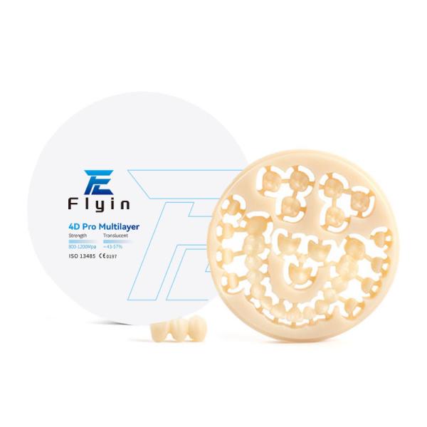 43% ~ 57% Translucide 4D Pro Bloc de zirconium multicouche pour le matériel de laboratoire dentaire