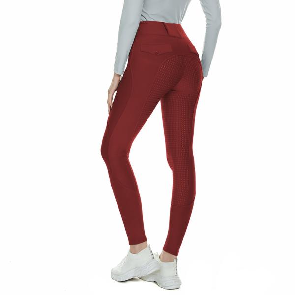 Red Women Fleece Riding Breeches Horse Riding Brushed Leggings