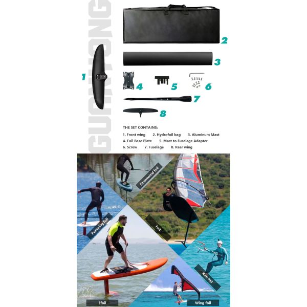 BSC 740 Aluminum Carbon Mast Hydrofoil Surfboard Wing Foil for Pumping Waves Water Sport
