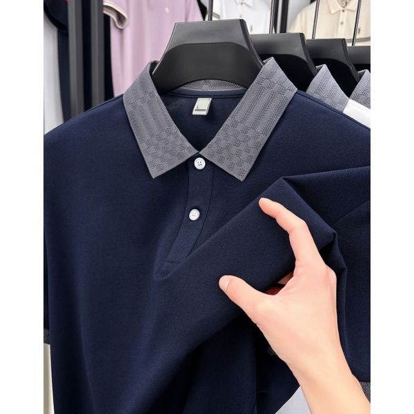 2806 Summer new 170g 75.4% polyester fiber 19.4% cotton 1.8% acetate fiber 1.2% linen 1.1% mulberry silk 1.1% copper ammonia fiber fashionable men's cool antibacterial T-shirt