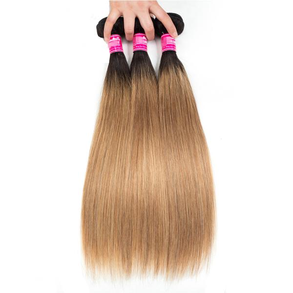 Natural Cambodian Hair Weft Silky Straight 1B / 30# Color With Bundles