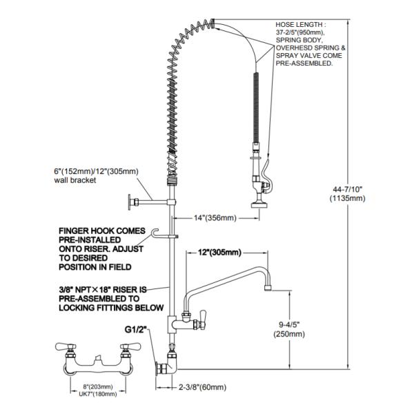 Hotel Kitchen Deck Mounted Pre Rinse Unit