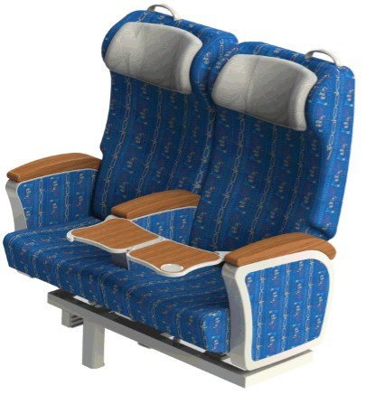 High Speed Railway Passenger Train Interior , Railway Train Seat 800mm Height