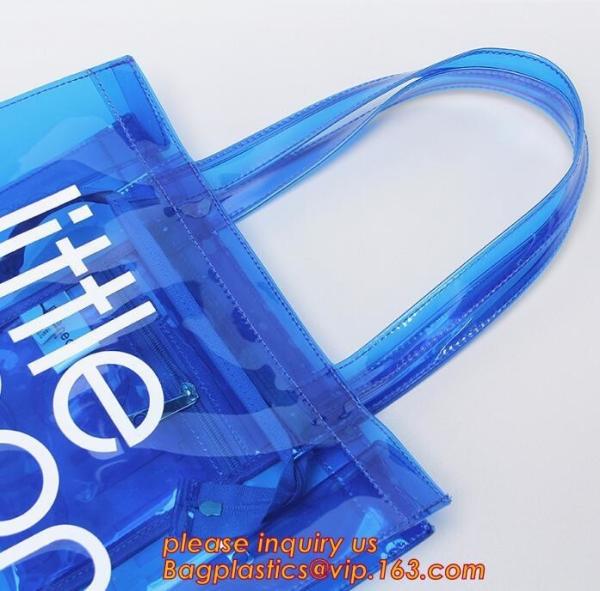 Handle Zipper Lock Cosmetic Pvc Bag With Zip lockkk, beach Bag Chain handle Handbag beach tote bag, jelly tote bag candy ha