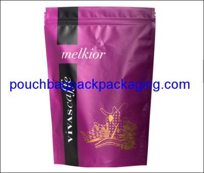 Coffee packaging pouch, stand up pouch with valve, zip lock coffee bag