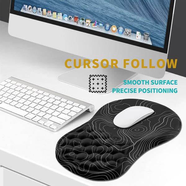 Stock Memory Foam Slope Massage Bulge Topographic Contour Ergonomic Mouse Pad Wrist Rest Support Mousepad