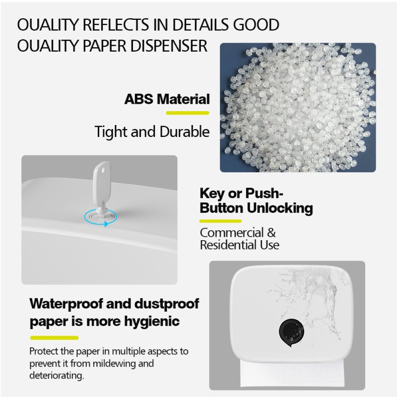Bathroom Toilet Paper Towel Dispenser Wall Mounted ABS Plastic 260x100x205mm Multifold Paper Holder