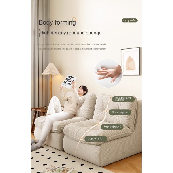 Modern Bean Bag Chair Reclining Sofa with Corduroy Fabric Modular & Portable Design for Living Room and Balcony Use