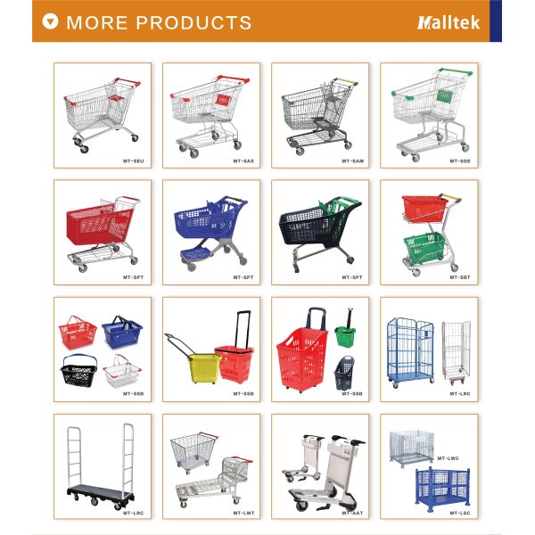 70L Grey Rolling Plastic Shopping Basket With High Capacity