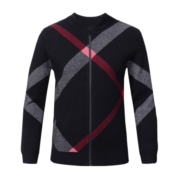 Slim Fit Mens Warm Winter Sweaters Zip Front , Mens Knitted Cardigan Jacket