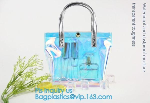 Tote Bags for Shoulder Clear Purse PVC Transparent Handbags, laser pvc shopping bag fashion transparent PVC tote handbag