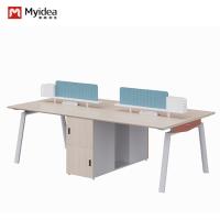 Prise en charge de la personnalisation Bureau de bureau pour deux personnes / quatre personnes avec armoire à fichiers avec verrouillage Taille personnalisable Couleur