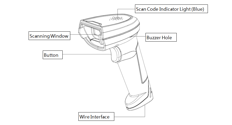 New QR Wired Handheld Barcode Scanner with stand for supermarket