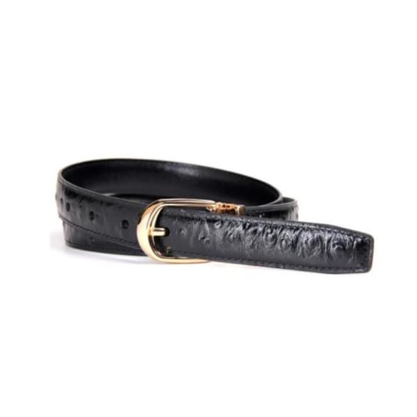 Daily Life 2.0CM Ostrich Grain Ladies Leather Belts With Gold Buckle