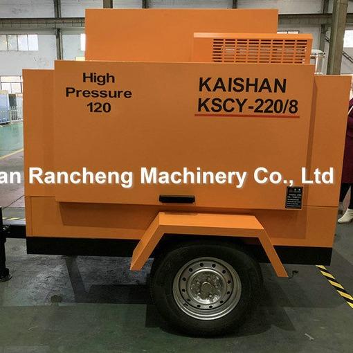 Compresseur d'air à vis diesel portable de 1400 kg 55 kW 8 bar avec COMMIN et YUCHAI