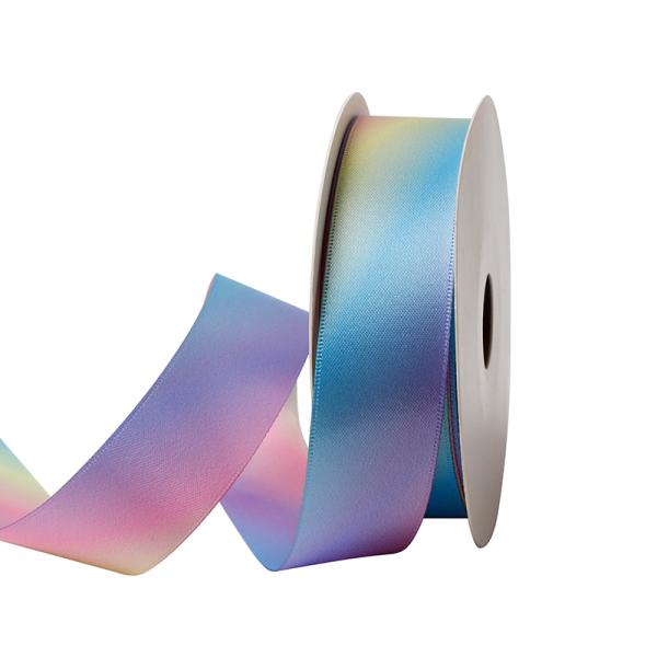 Custom Rainbow Gradient Double Face Satin Ribbon for Personalized Branding