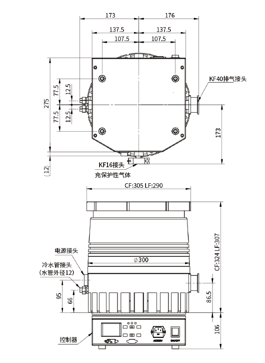 Approval Water Cooling Molecular Vacuum Pump DFFZ250/2000PM-W