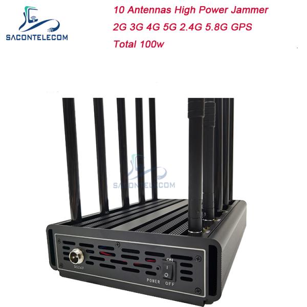 10 Jammer WiFi 2G 3G 4G 5G антенн 100w 80m GPS настольный