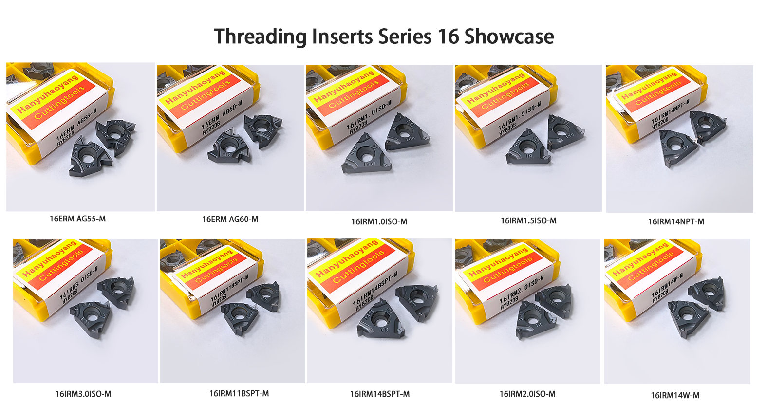 Standard CNC Threading Insert Model 16ERM AG55 with PVD Coating HYB208 Suitable for Machining Difficult-to-Machine Materials Except