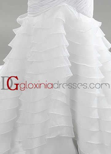 2013 Trumpet/Mermaid strapless train flowered chiffon organza bridal dresses BDGD1009