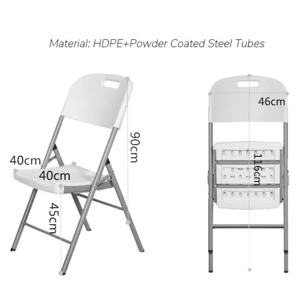 Customized Color 88*45*50cm Blow Moulded Plastic Folding Chair for Events