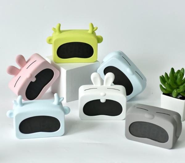 EMC CE Animal Shaped Kids Alarm Clock Digital ABS Silicone Glass Material