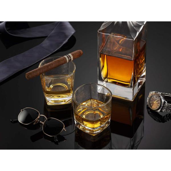 Custom Whiskey Decanter Set With Wood Stand and Chilling Stones for Party Celebrations