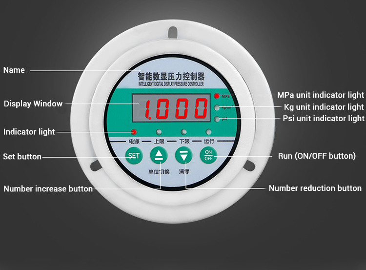 High Precision 0.5%FS 80mm 304 SS Back Connection Air Digital Pressure Controller Switch