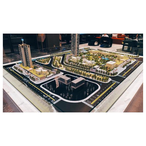Maquette architecturale complexe à l'échelle urbaine et mixte, échelle 1:150