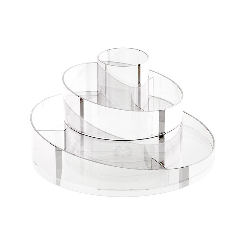 Cosmetic Storage Box Transparent Desktop Rotatable Makeup Brush Storage Tube Home Dressing Table Skin Care Products Storage Rack