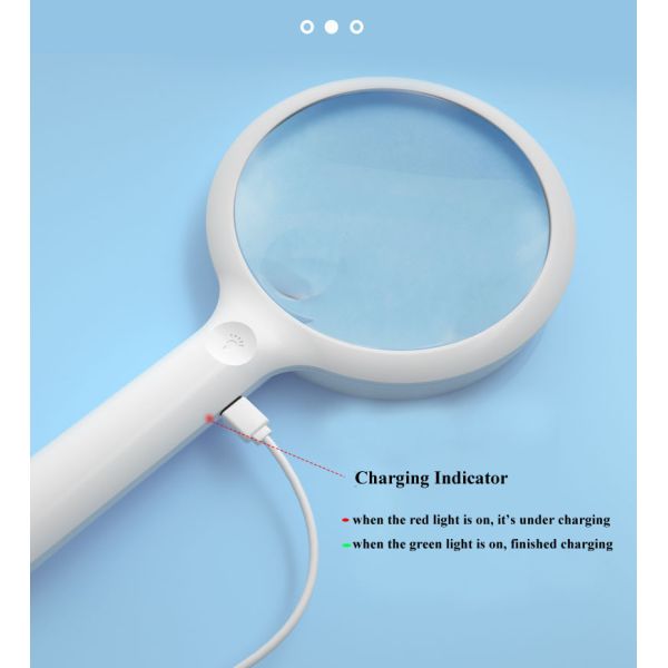 Wufan Long-Lasting Eye-Friendly Large Lens Smart Rechargeable Magnifier | Ideal for Jewelry Appraisal & Craft Detailing