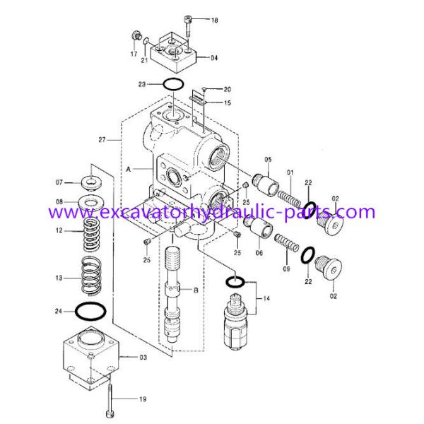 Assy da válvula da válvula de escape 4358914 das peças sobresselentes ZX200 EX400-1 da máquina escavadora de Hitachi