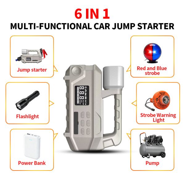 10000mAh Automobile Jump Starters 0 - 150PSI Flashlight Lighting Car Battery Charger Jump Starter Power