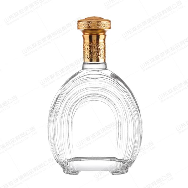 Clear Amber Boston Round Glass Bottle for Liquid Medicine 500ml Base Material Glass BRANDY