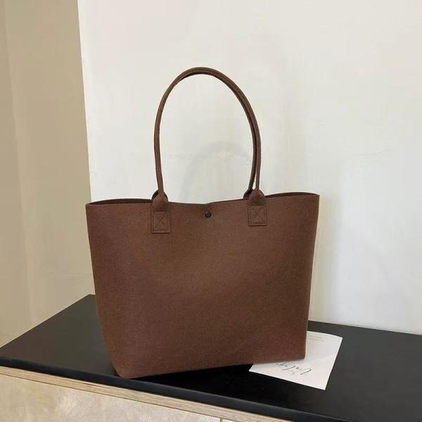 Felt Tote Bag Reusable Lightly Heavy Duty Grocery Tote Bag With Handles Shopping Felt Bags Wholesale Custom Simple Letter Logo Eco-Friendly Durable Multi-Scenario Suitable Felt Shopping Tote Bag