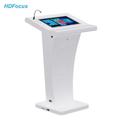 Best Price Smart LCD 21.5 Inch All-in-One Touch Screen Podium Kiosk with Mic and Speaker for Conference